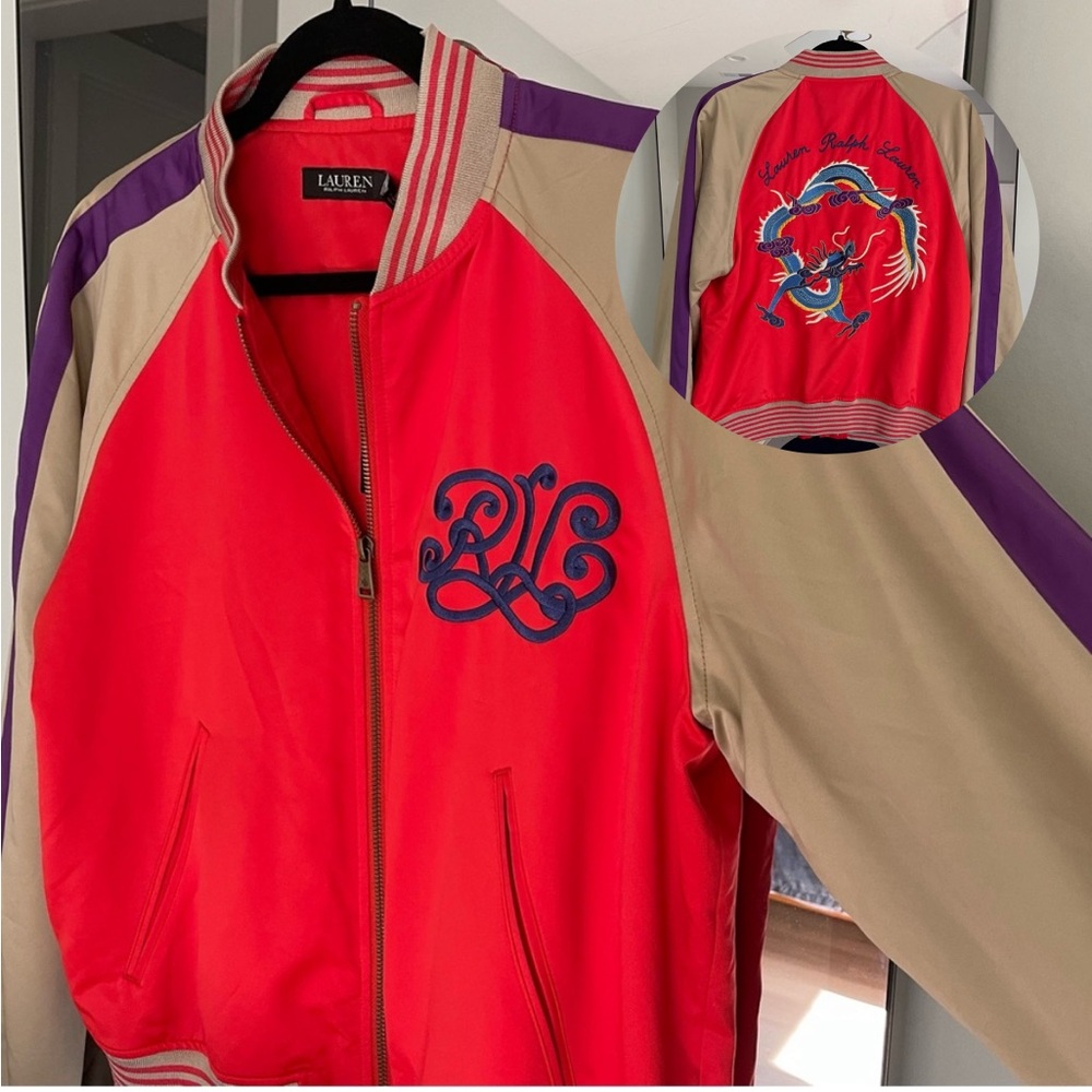 Ralph Lauren Embroidered Satin Bomber Jacket - Picture 14 of 15